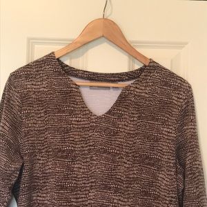 Croft & Barrow 3/4 sleeve stretch brown print tee